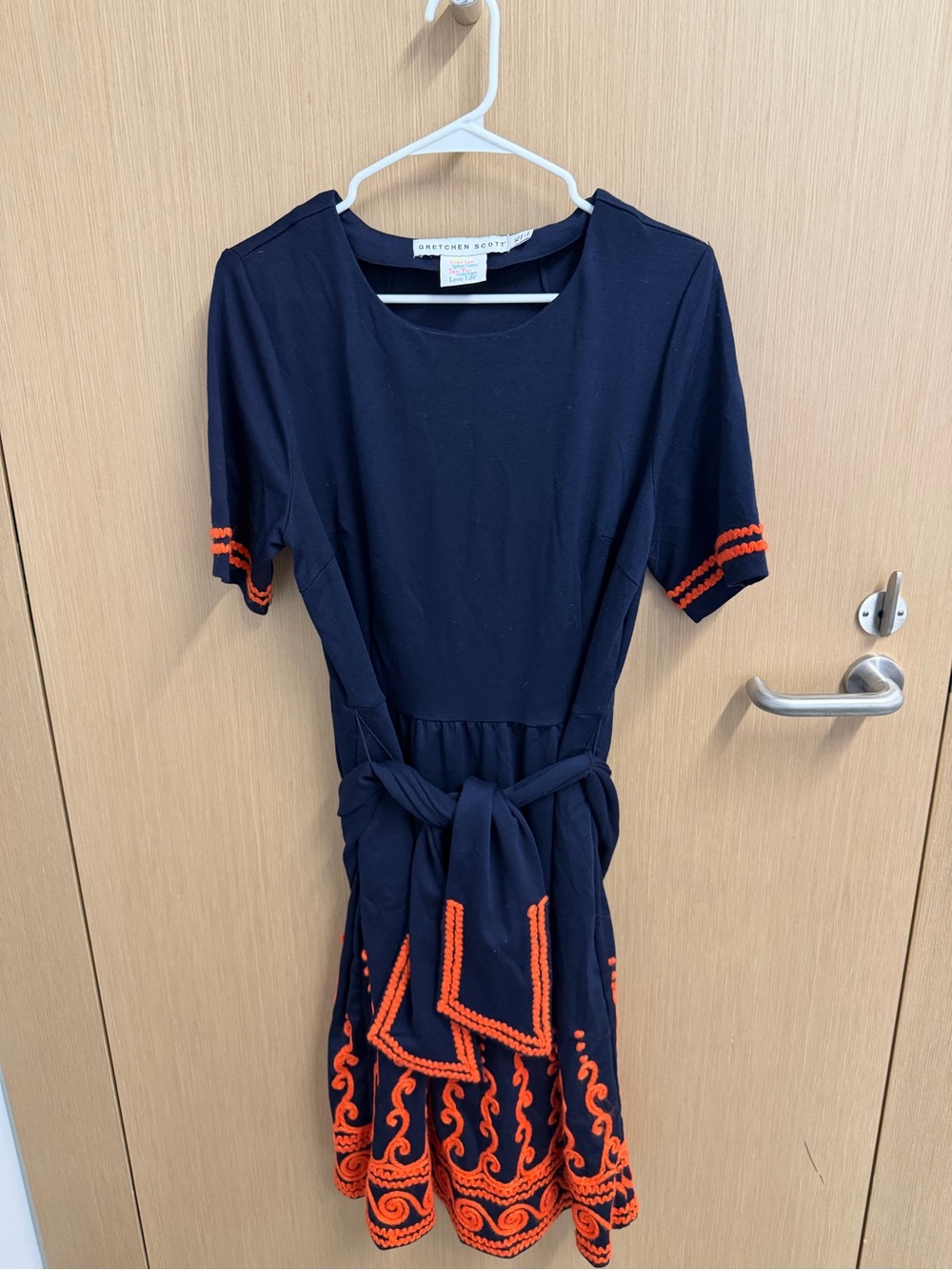 Gretchen Scott Navy “Charmer Dress” with Orange Detail